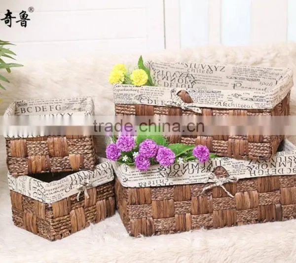 Maize and Water Hyacinth Rattan Basket Recommend Set Of3 photo-2