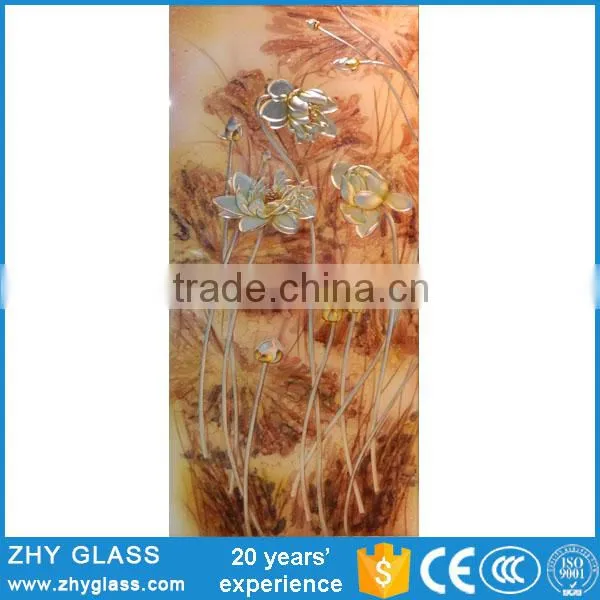 Fused Carving Glass New Designs Flowers Of Glass Painting photo-3