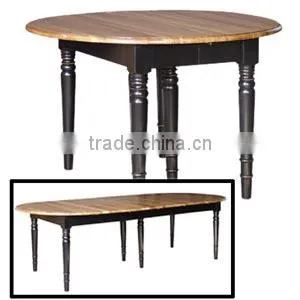 Oval Extending Dining Table 230 Black Natural Distressed