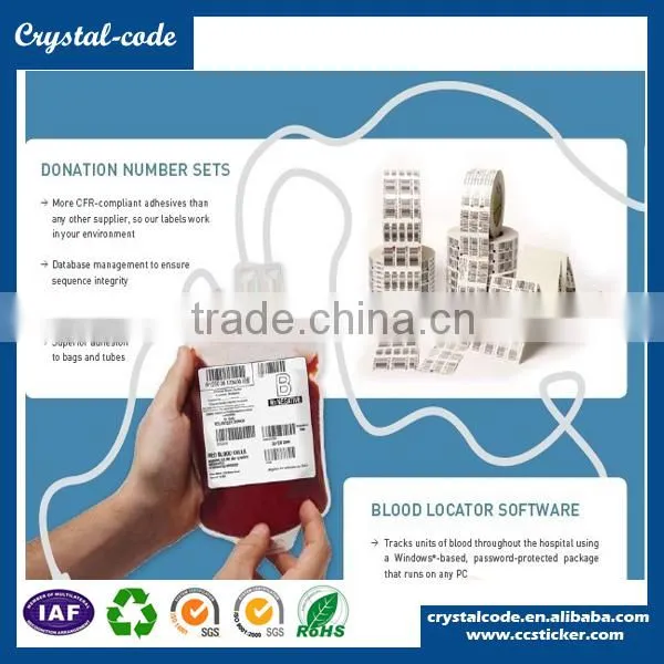 PP Synthetic Paper Permanent Adhesive Medical Low Temperature Label for Blood Bag photo-4