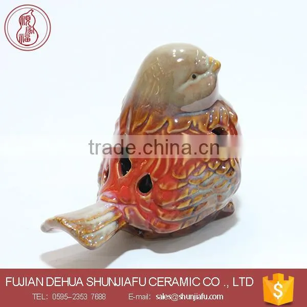 Red color glazed ceramic birds