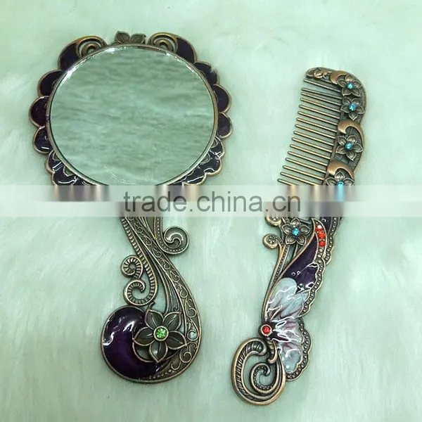 Promotional Gift Comb Mirror Set/red Bronze Cosmetic Pocket Mirror Set photo-2