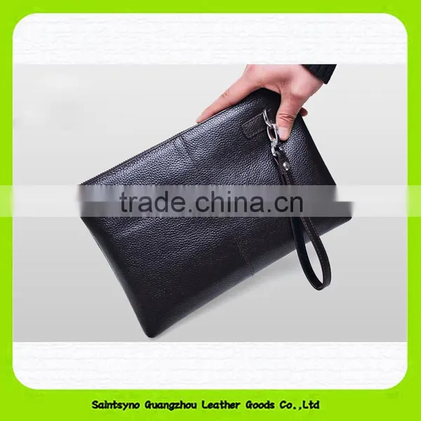 15696 Business Man Leather Clutch Bag With Strap