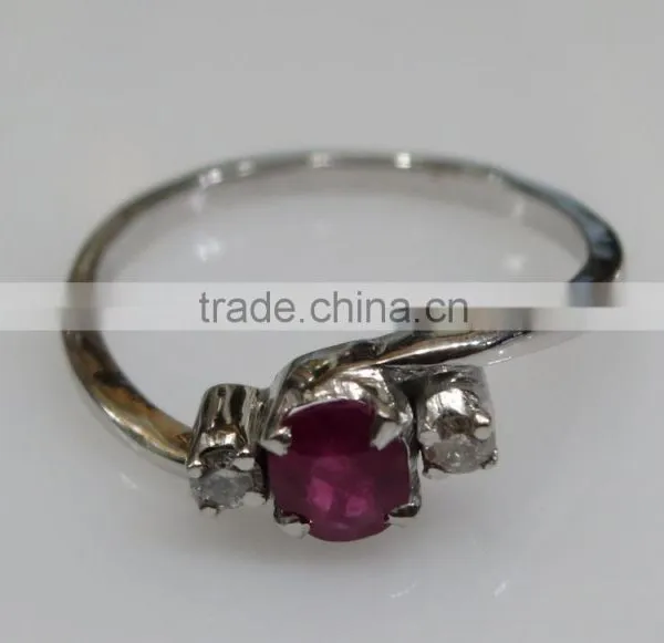 Sterling Silver Ring With Ruby & Diamond Natural Nontreated photo-3