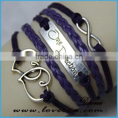 Wholesale Women Fashion Jewerly Braided Leather Infinitely Skull Bracelet photo-5