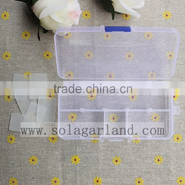 2.3*7.2*13.2CM Plastic 10 Slots Adjustable Jewelry Clear Storage Box Case Organizer Container photo-4