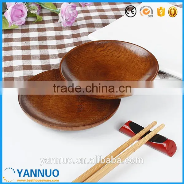 Wholesale Japanese Style Dessert Saucer Wood Food Plate, Round Wooden Small Dish for Afternoon Tea photo-4