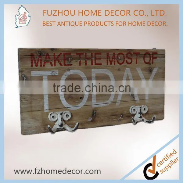 High Quality Vintage Wood Painting Plaque With Metal Hooks photo-5