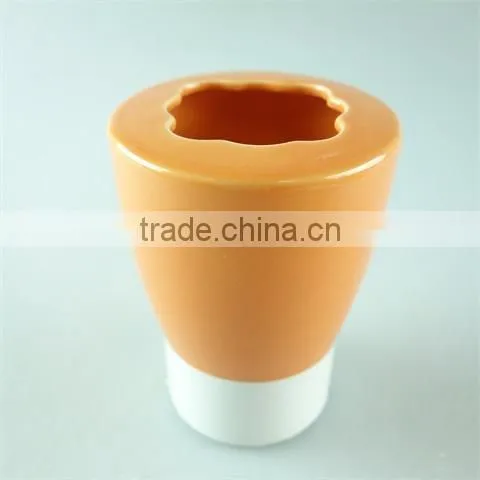Orange Ceramic Bathroom 3 Set With Lotion Dispenser, Toilet Brush Holder, Tumbler Accessory photo-6
