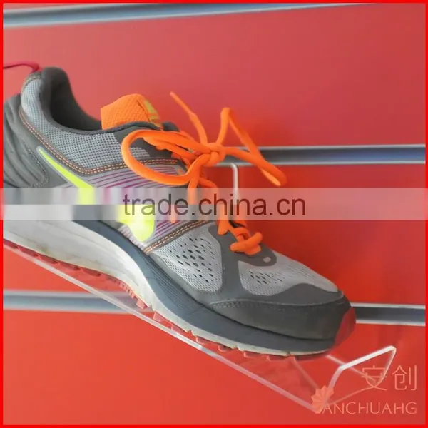 Acrylic Slatwall Sloaping Shoe Display Shelf photo-2