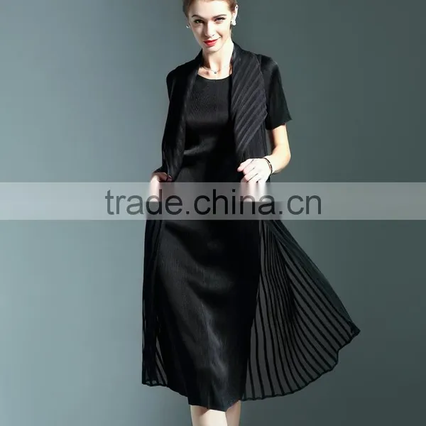 Wholesale England Style Chiffon Spliced Wrinkled Midi Dress for Lady photo-6