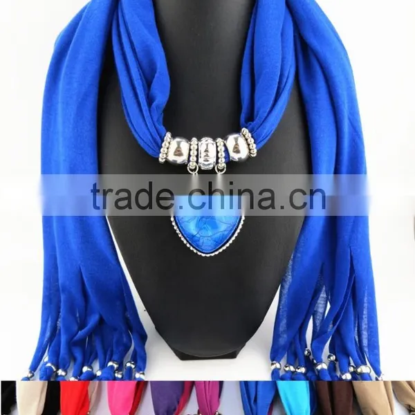 Cheap Acrylic Turquoise Pendant Jewelry Scarves Women Style Long Wrap Scarves 2016 Pendant Scarves photo-3