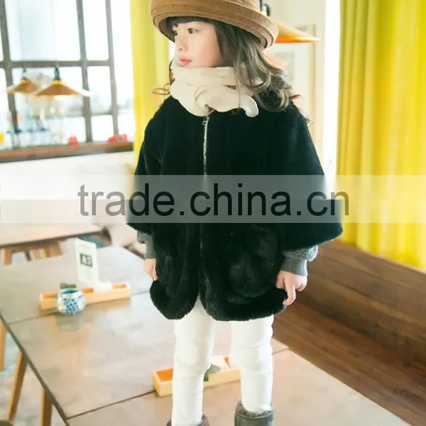 Girls Winter Coats Kids Faux Fur Jackets Children Outerwear Fashion Brand O-Neck Flower Decoration Clothing New 2016 photo-2