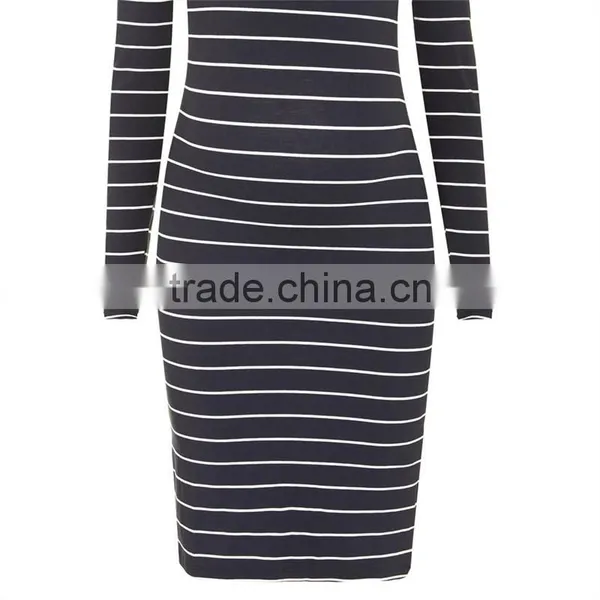 Hot Long Sleeves Stripe Pregnant Women Images Bodycon Maternity Dresses photo-6