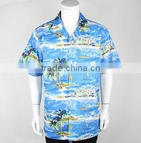 All over print cotton mens hawaiian aloha shirt