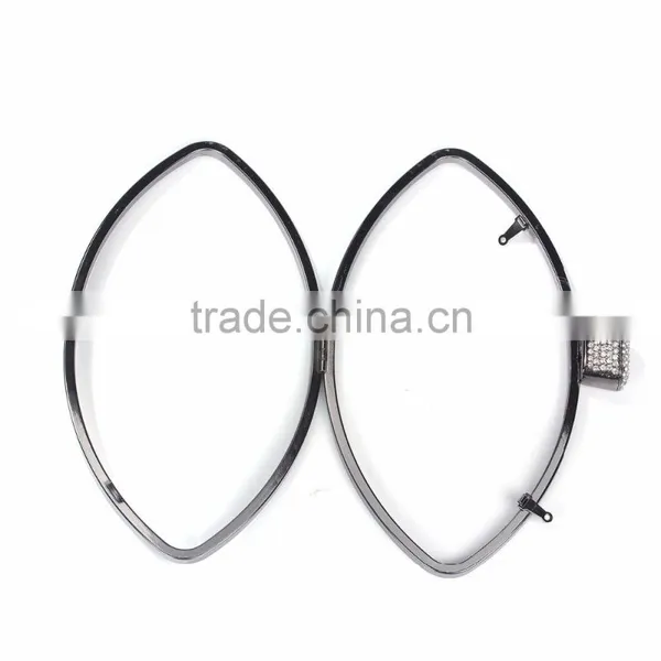 Iron Based Alloy Kiss Clasp Purse Frame Marquise Clear Rhinestone Gunmetal Rectangle 23.8cm(9 3/8") x 16cm(6 2/8"), 1 Piece photo-3