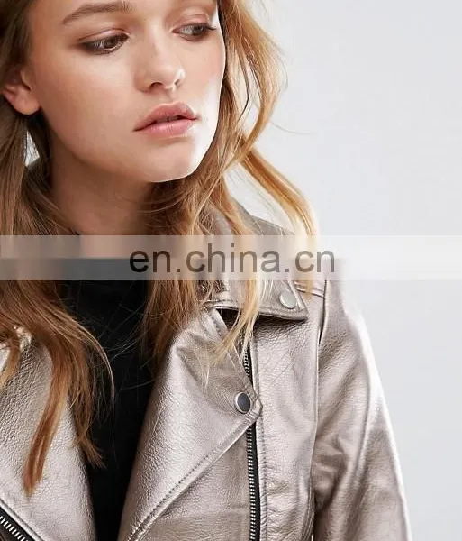 2017 Fashion Factory Price Ladies Jacket Women Clothing Pu/polyester Leather Jacket photo-4