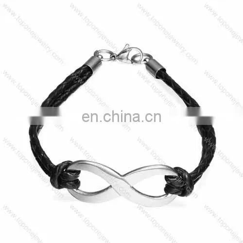 Cheap Wholesale Stainless Steel Infinity Women's Charms Leather Bracelets Jewelry Gifts photo-3