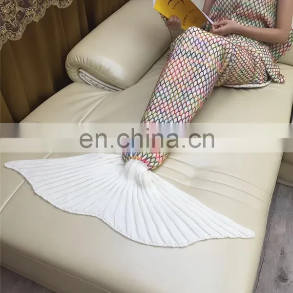 Manufacture Fashion Cute Christmas Gift Knit Throw Soft Blanket Mermaid Tail Blanket for Adult Kids photo-2