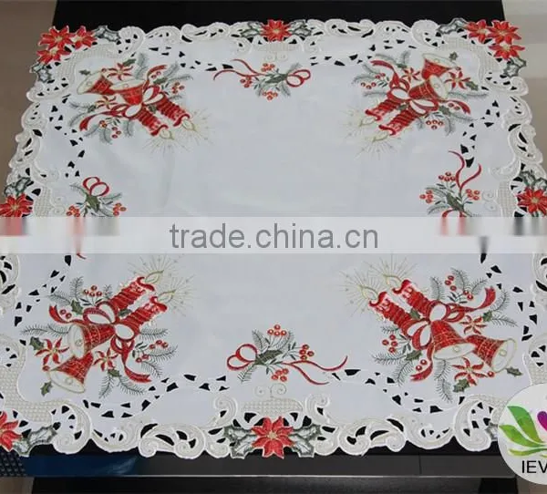 Wholesale Christmas Red Flower Candle Bell Hand Embroidery Designs Tablecloth Lmzc1001(1) photo-4