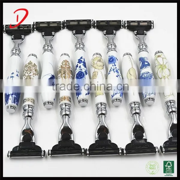 New Arrival White Ceramic Handle Triple Blade Shaving Razor for Men photo-6
