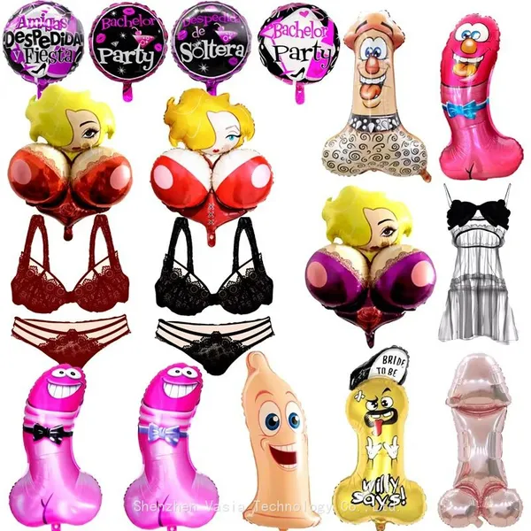 Bulk Bachelorette Foil Balloon Sets - Sexy Underwear Shape Hen Night Decor photo-3