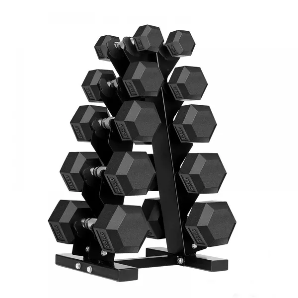 5-50LB Hex Dumbbells Set Fixed Rubber Black Fitness Weights Custom Logo Iron & Cast Iron Body Exercise for Home Use