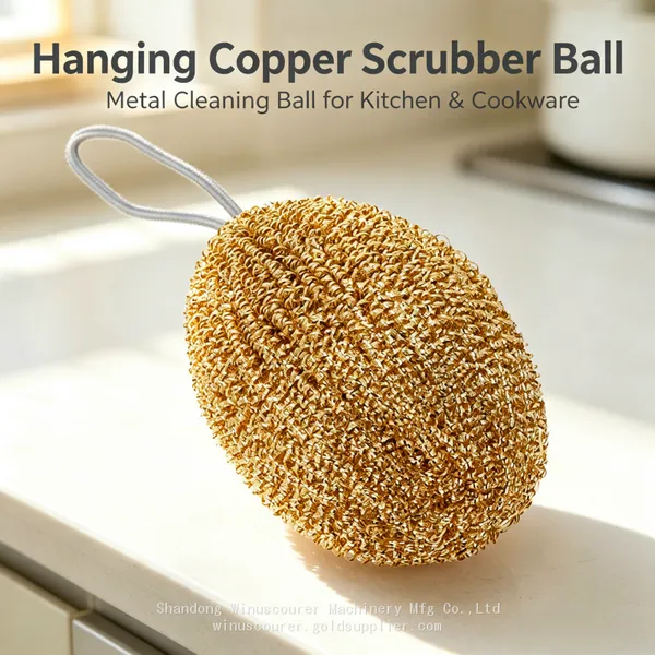 Space‑Saving Hanging Lanyard Oval Stainless Scourer Ball, No Loose Wire for Daily Kitchen Cleaning