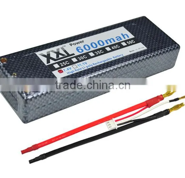XXL Hard Case High Rate Lipo Battery 6000mah 7.4V With Banana Plug photo-6