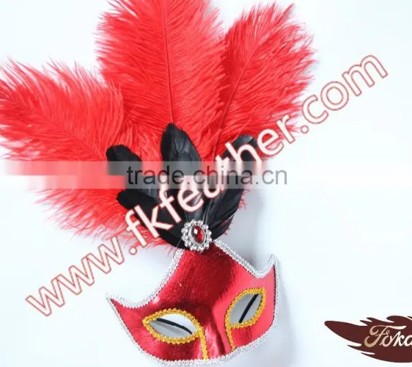 2016 Latest Selling Product PVC Party Mask With Ostrich Feather Decoration photo-3
