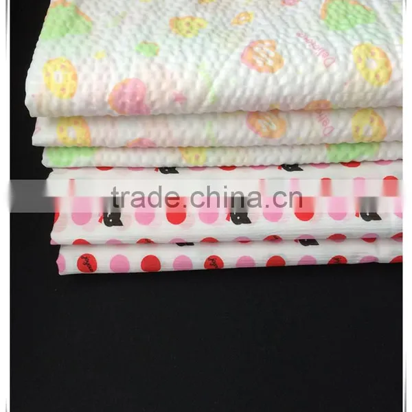 Printed Seersucker Polyester Cotton Rayon Blend Fabric for Women's Clothing photo-6
