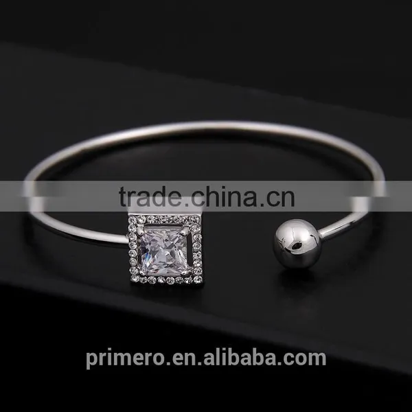 Luxury Square Cubic Zircon Bracelet Bangle for Women 18K Rose Gold Plated Jewelry photo-3