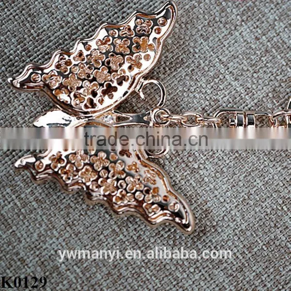 High Quality Rhinestone Butterfly Jewelry Keychain Women Key Holder Chain Ring Car Bag Pendant Charm For Wholesale K0129 photo-3