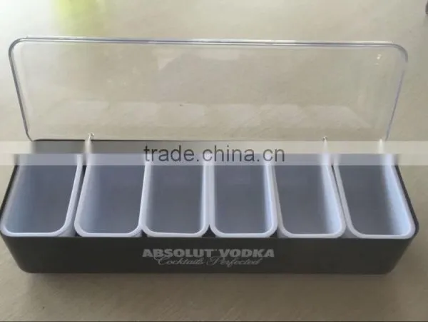 plastic condiment dispenser tray with 6 compartments