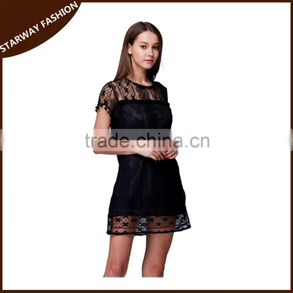 Latest Design Lady's Tassel Sexy Lace Evening Dress/