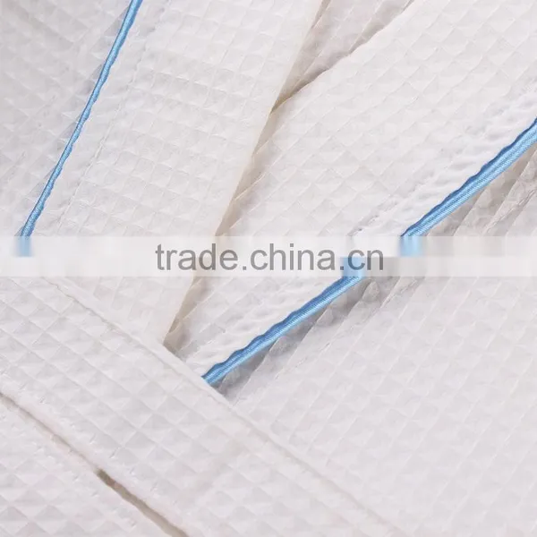 China Wholesale White 100% Cotton Bathrobes Waffles Hotel With Clolor Edge Quality Choice photo-4