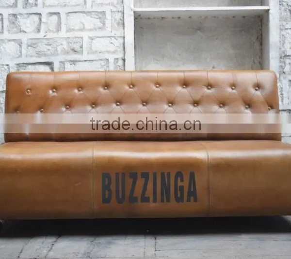Vintage Industrial Furniture Jodhpur ,Leather Two Seater Sofa Without Arms