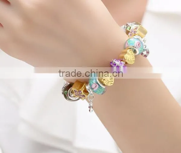 Wholesale Glass Bead Silver Plated Copper New Design Artificial Bangles Quality Choice photo-3