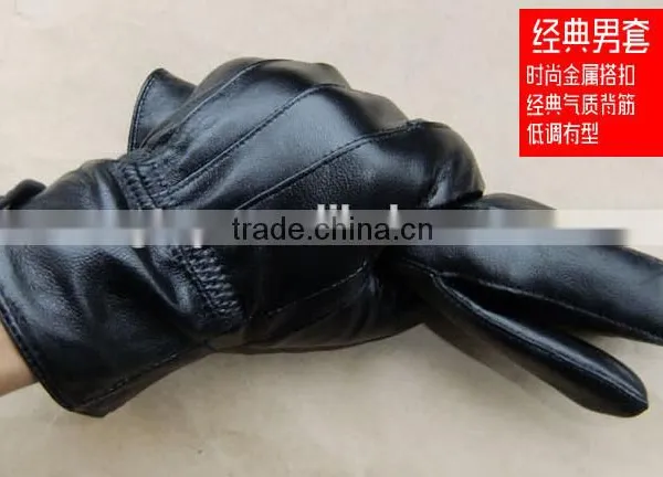 Side Button Men Leather Gloves LG-09 photo-2