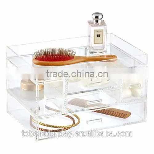 Excellent Acrylic Jewelry & Cosmetic Storage Display Boxes/acrylic Cosmetic Makeup Organizer With 3 Drawers and Top Open photo-2