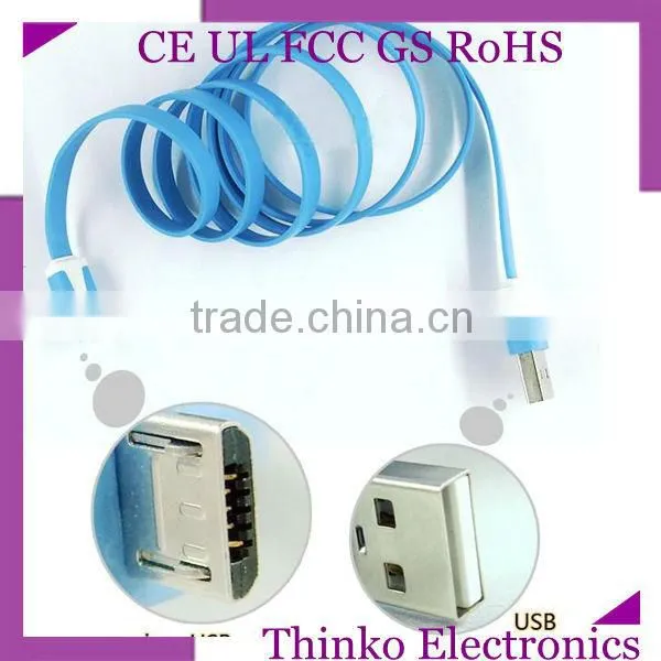 Colorful Flat Micro Usb Cable With Noodle Shape Used for All Kinds of Android Smart Phones