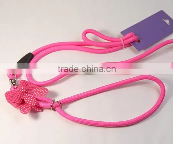 MegiPet Hot Pink Pet Dog Collar Suede Leather Leash Bowknot Adjustable Puppy Cat photo-4