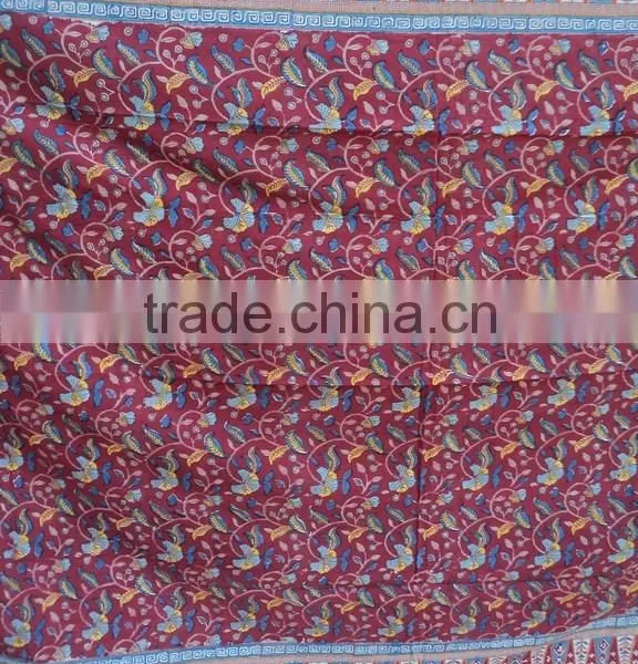 Red Color Printed Quilts / Cotton Voile Soft Quilts Cover / Sanganeri Printed Indian Quilts photo-2