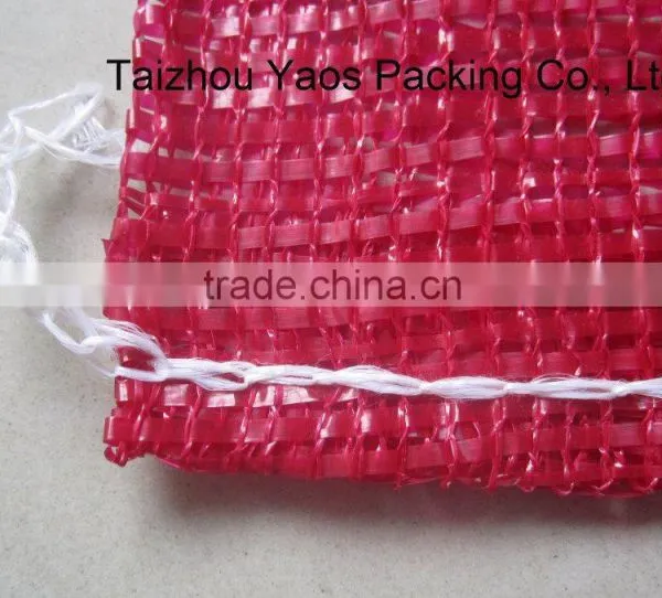 Red PP Tubular Mesh Bag Vegetables Onion Circular Drawstring Tubular Bag photo-4