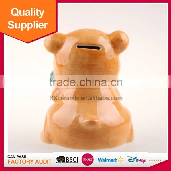Hot Selling New Design Bear Playing Musical Instruments Shape Lovely Ceramic Piggy Bank photo-4