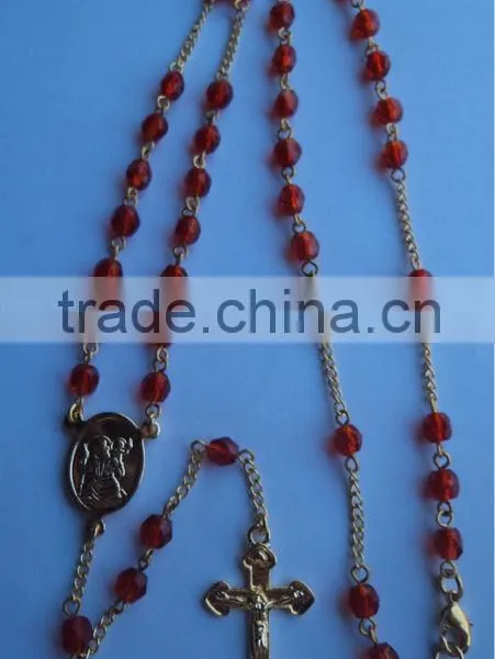 Crystal and Brass Religious Rosary