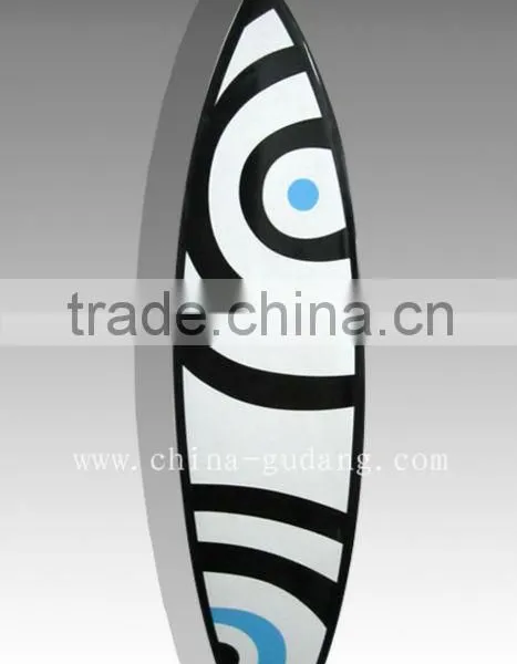 Black hypnotic design fiberglass retro surfboard