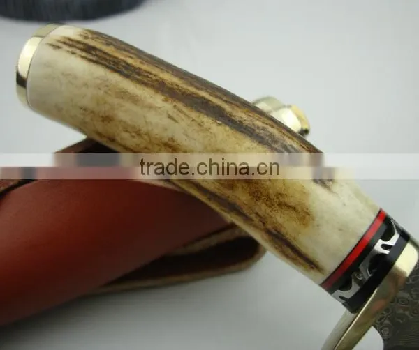 OEM Damascus Blade Hunting Knife With Antlers Handle photo-5