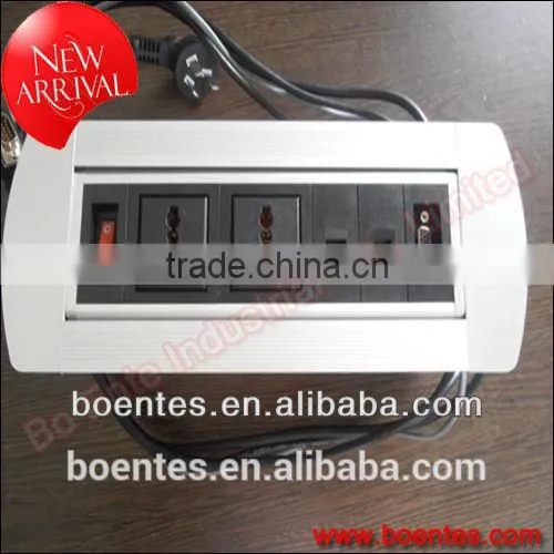 CE Approved Manual Table Flip Up Power Outlets/Desktop Rotating Socket for Office Standard Plugs photo-4