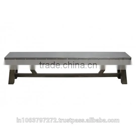 Zinc Large Bench Top With Zinc Finish Mango Wood and Tabacco Grey Finish